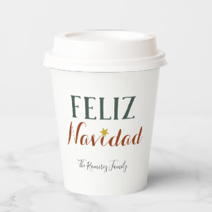 Feliz Navidad minimalist Christmas star holiday Paper Cups