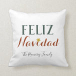 Feliz Navidad minimalist Christmas star holiday Throw Pillow<br><div class="desc">Minimalist Merry Christmas star holiday design. Simple and colorful text with a star</div>