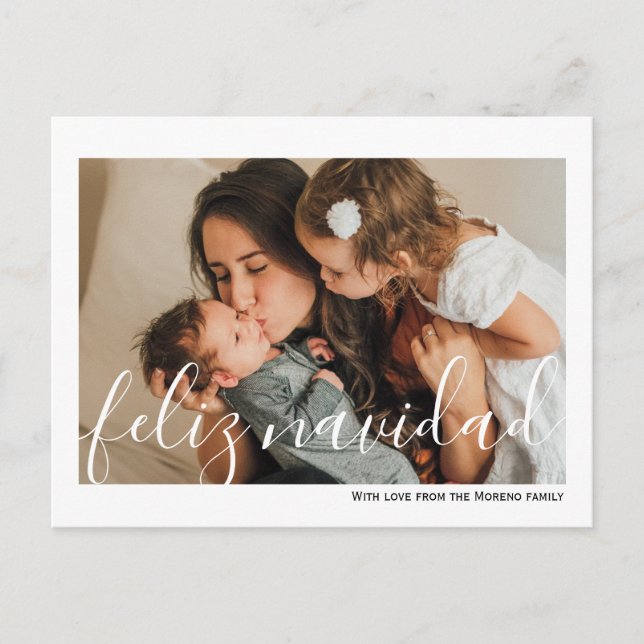 Feliz Navidad Minimalist Typography Photo Postcard (Front)