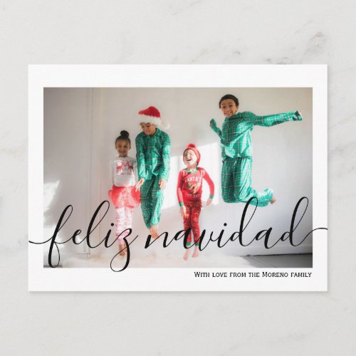 Feliz Navidad Minimalist Typography Photo Postcard