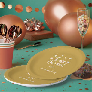Feliz Navidad  Modern Christmas Family Holiday   Paper Plates