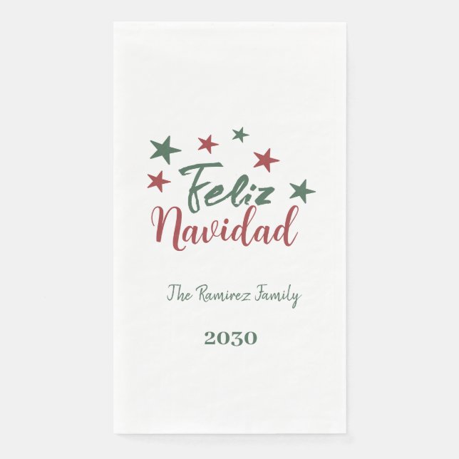Feliz Navidad  Modern Christmas Family     Paper Guest Towels (Front)