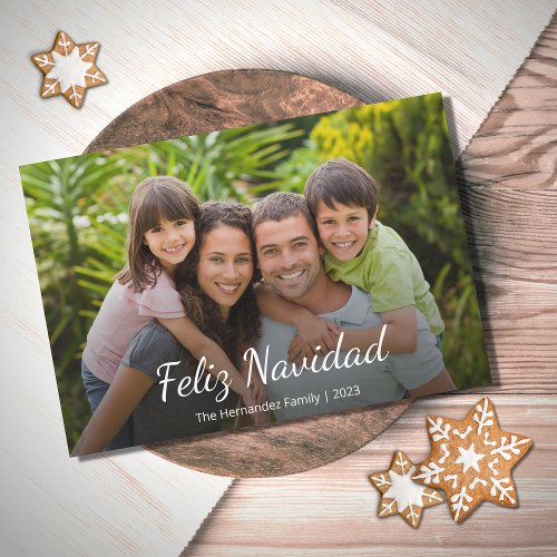 Feliz Navidad Modern Christmas Family Photo  Holiday Card