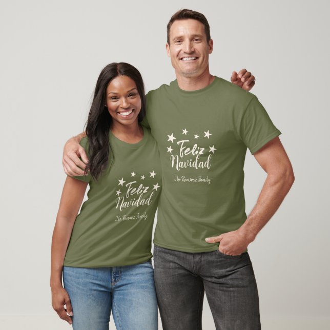 Feliz Navidad  Modern Christmas Family   T-Shirt (Unisex)