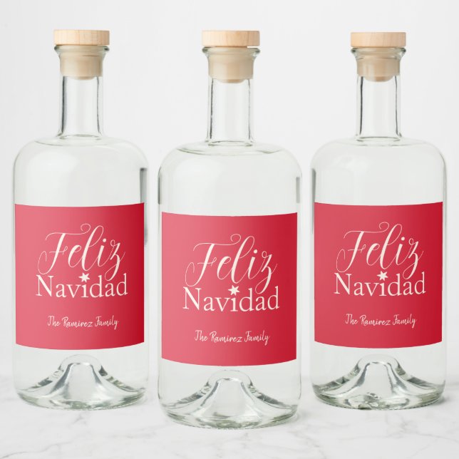 Feliz Navidad  Modern Christmas Party      Liquor Bottle Label (Bottles)