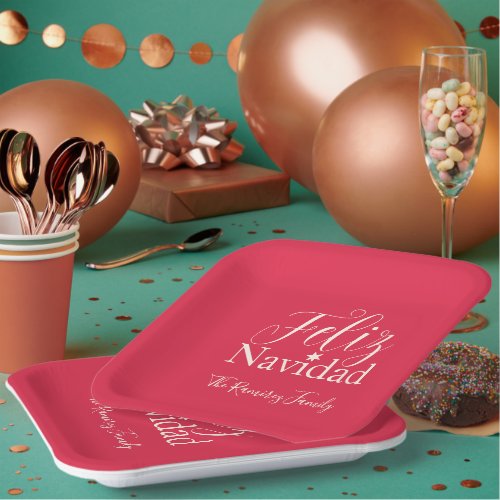 Feliz Navidad  Modern Christmas Party  Paper Plates