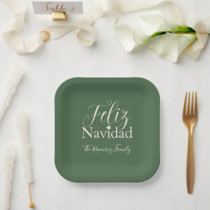 Feliz Navidad Modern Christmas Party Paper Plates