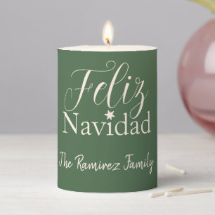 Feliz Navidad Modern Christmas Party Pillar Candle