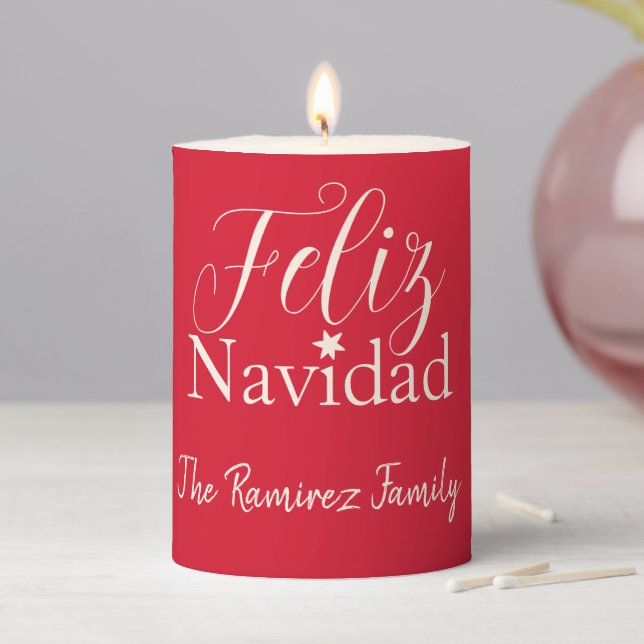 Feliz Navidad  Modern Christmas Party       Pillar Candle (In Situ)