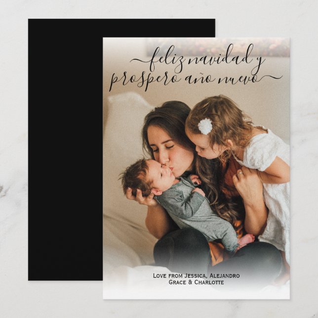 Feliz Navidad Modern Christmas Photo Card (Front/Back)
