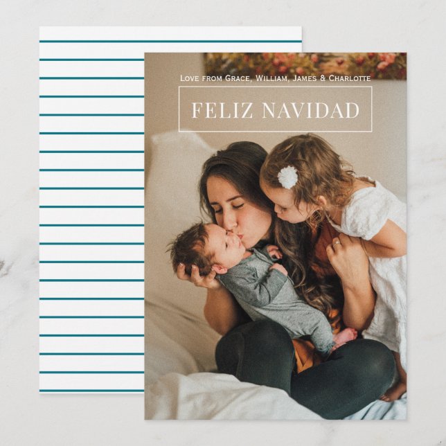 Feliz Navidad Modern Christmas Photo Card (Front/Back)