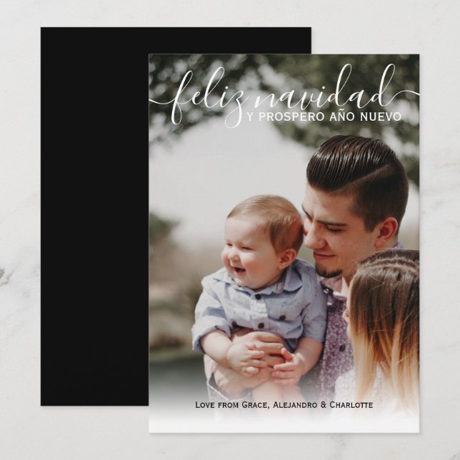 Feliz Navidad Modern Christmas Photo Invitation (Front/Back)