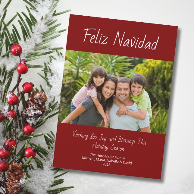 Feliz Navidad Modern Family Photo Christmas  Holiday Card (Creator Uploaded)