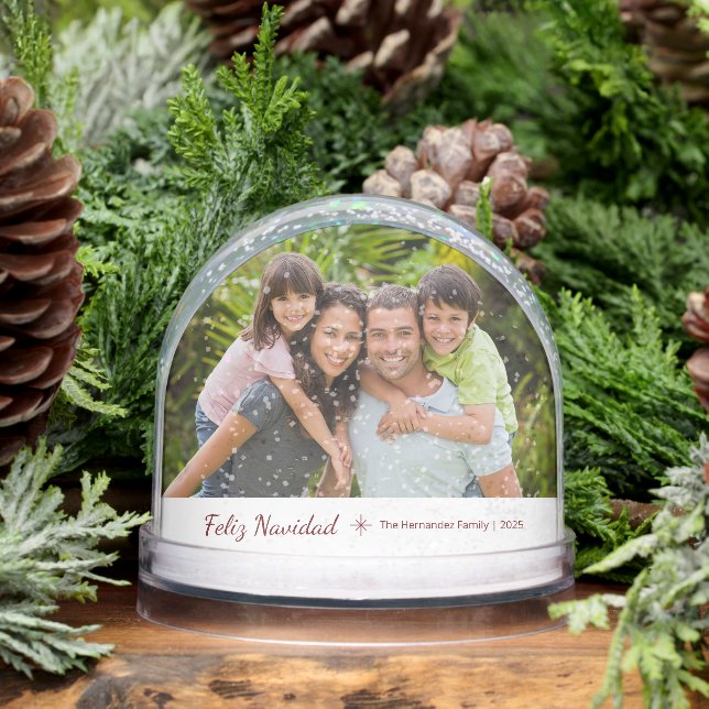 Feliz Navidad Modern Family Photo Christmas Snow Globe (Winter)
