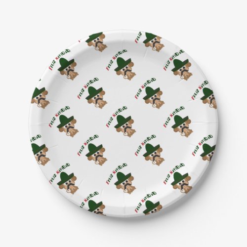 Feliz Navidad Monkey Paper Plates