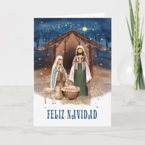 Feliz Navidad Nativity Scene Cards in Spanish