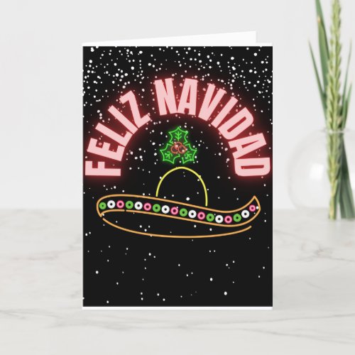 Feliz Navidad Neon Sombrero Holiday Card