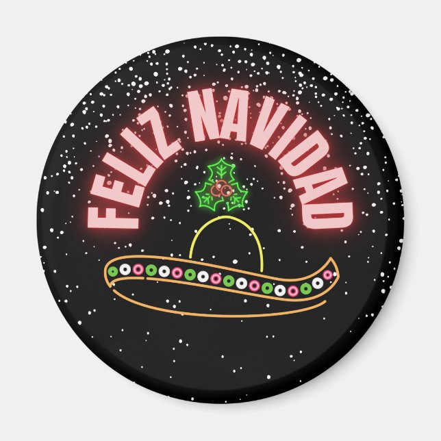Feliz Navidad Neon Sombrero Holiday  Magnet (Front)
