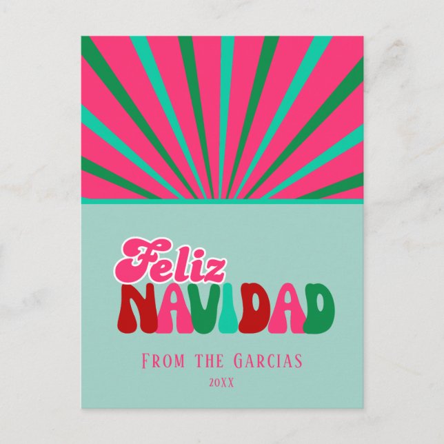 Feliz Navidad - Non Photo custom Holiday Postcard (Front)
