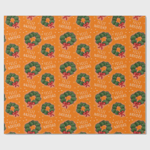 Feliz Navidad Nopal Wreath Wrapping Paper