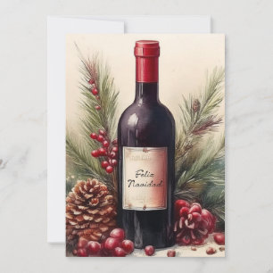 Feliz Navidad on wine bottle illustration Invitation