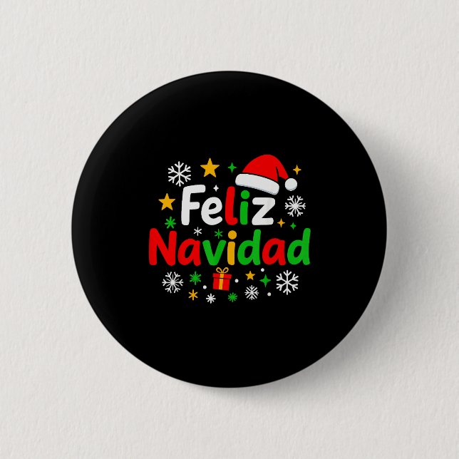 Feliz Navidad Pajamas Shirt, Cute Spanish Mexican  Button (Front)