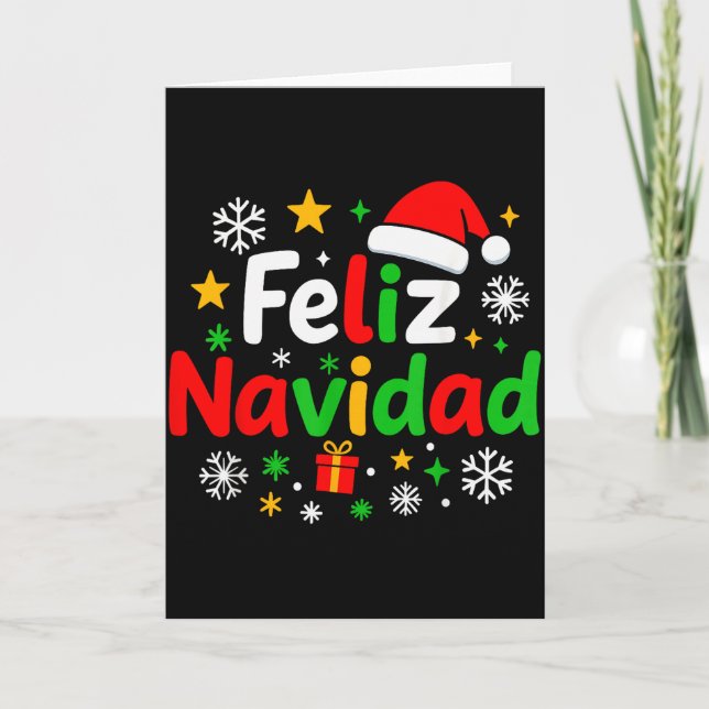 Feliz Navidad Pajamas Shirt, Cute Spanish Mexican  Card (Front)