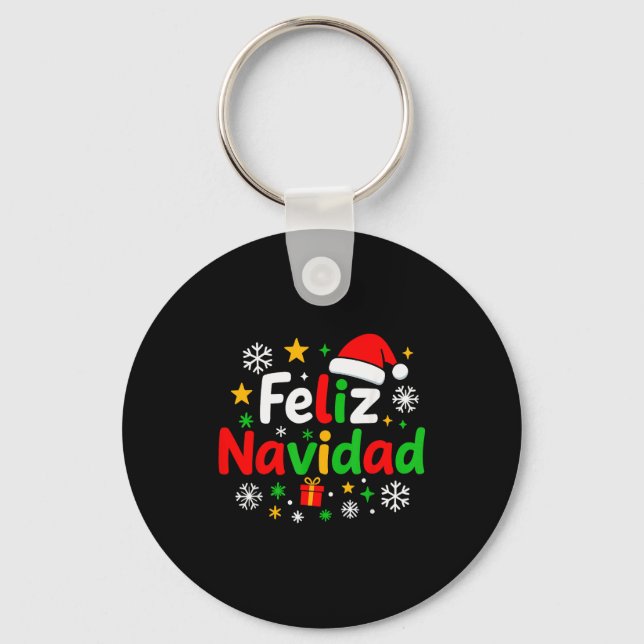 Feliz Navidad Pajamas Shirt, Cute Spanish Mexican  Keychain (Front)