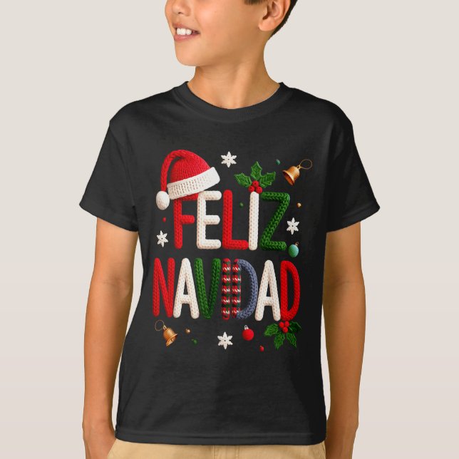 Feliz Navidad Pajamas Spanish Mexican Christmas Bo T-Shirt (Front)