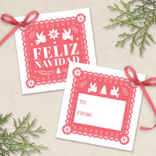 Feliz Navidad Papel Picado Gift Tag