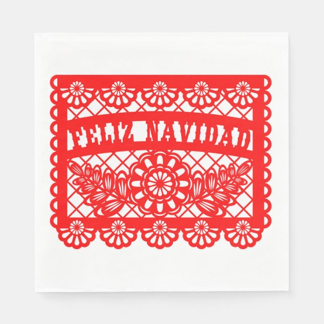 Feliz Navidad Papel Picado Napkins (Front)