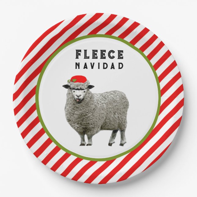 Feliz Navidad Party Paper Plates (Front)