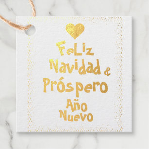 Feliz Navidad Photo Spanish Xmas Holidays Foil Favor Tags