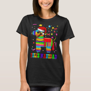 Feliz Navidad Pinata With Santa Hat Christmas Holi T-Shirt