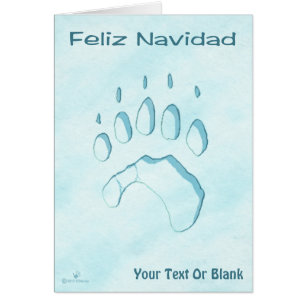 Feliz Navidad - Polar Bear Paw Print Cards