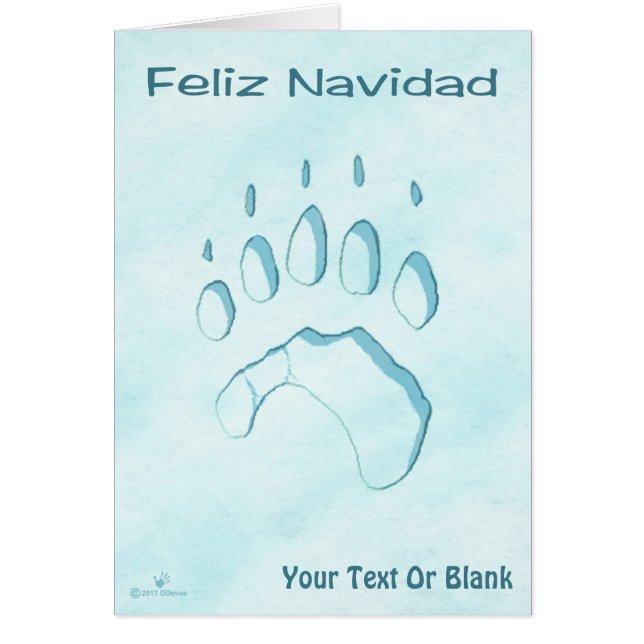 Feliz Navidad - Polar Bear Paw Print Cards (Front)