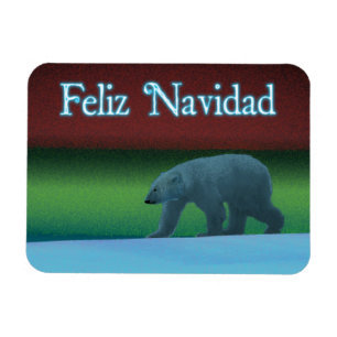 Feliz Navidad - Polar Lights Polar Bear Magnet