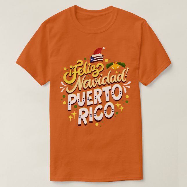 Feliz Navidad Puerto Rico Merry Christmas T-Shirt (Design Front)