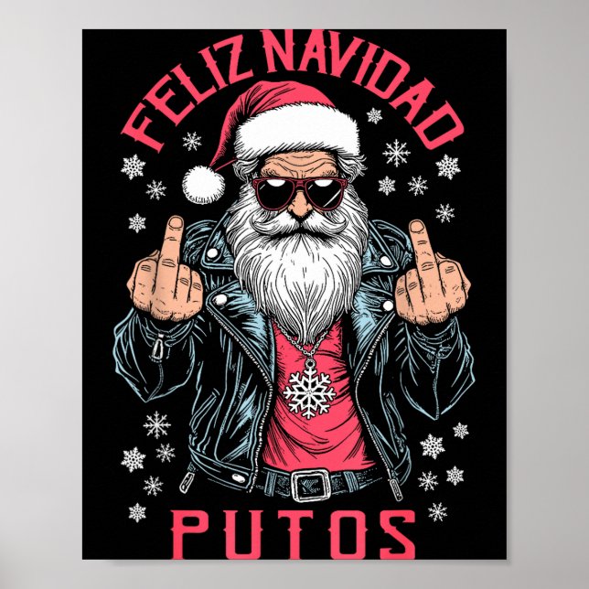 Feliz Navidad Putos Funny Rude Spanish Santa Middl Poster (Front)