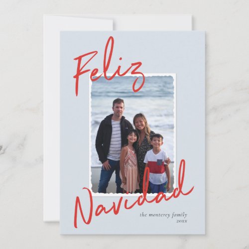 Feliz Navidad Red Blue Holiday Card