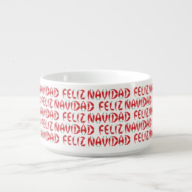 Feliz Navidad Red Chile Pepper Bowl (Center)