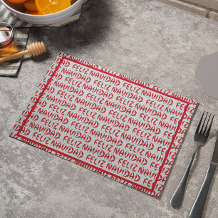 Feliz Navidad Red Chile Pepper Cloth Placemat