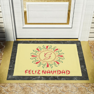Feliz Navidad Red Chile Pepper Doormat