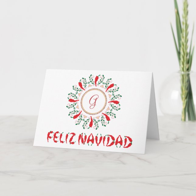 Feliz Navidad Red Chile Pepper Holiday Card (Front)