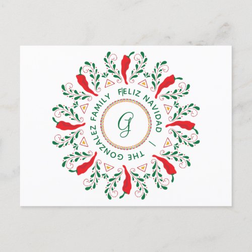 Feliz Navidad Red Chile Pepper Holiday Postcard