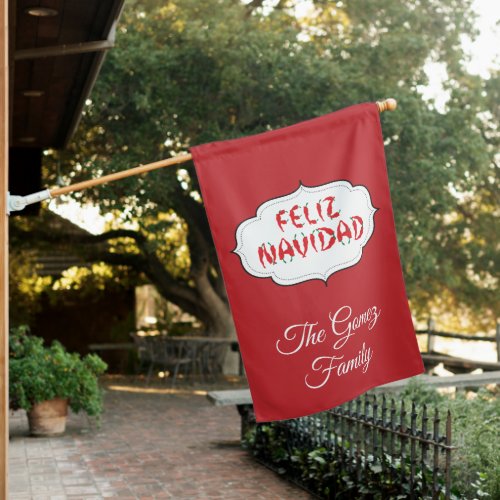 Feliz Navidad Red Chile Pepper House Flag