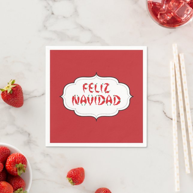 Feliz Navidad Red Chile Pepper Napkins (Insitu)
