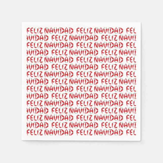 Feliz Navidad Red Chile Pepper Napkins (Front)