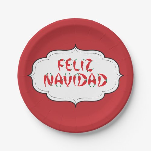 Feliz Navidad Red Chile Pepper Paper Plates