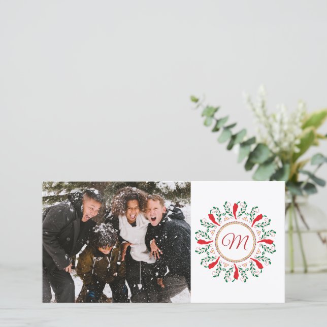 Feliz Navidad Red Chile Pepper Photo Holiday Card (Standing Front)